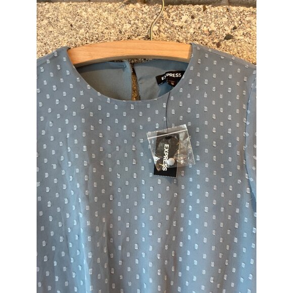 Polka Dot Tiered Ruffle Dress By Express XS Light Blue - Picture 2 of 8